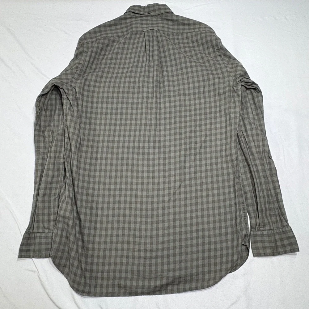 Polo Ralph Lauren Button Down Shirt Mens Small Olive Green Gingham‎ Check Cotton
